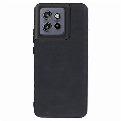 Yhteensopiva Motorola Edge 50 Neo 5G -kotelon kanssa Retro nahkapinnoitettu PC+TPU-puhelimen kansi Musta
