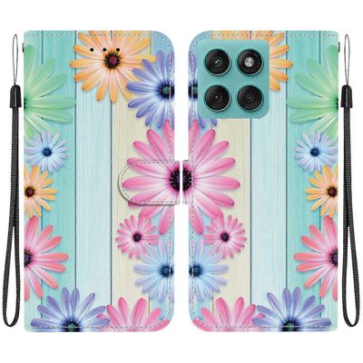 Motorola Edge 60 5G / 60 Fusion 5G -kotelon kuviotulostus pudotusta estävä nahkainen käännettävä lompakko puhelin poukama Monivärinen Sunflower