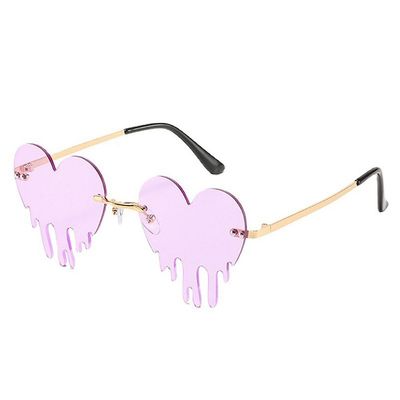 Liltop Unisex Fashion Heart Solbriller Sjov Fest Rimless Shades Førerbriller Lilla