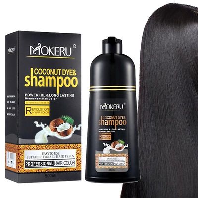 Unbrand Hårfarve Shampoo Kokos Hårfarve Shampoo Farver Hår på få minutter 500ml Sort