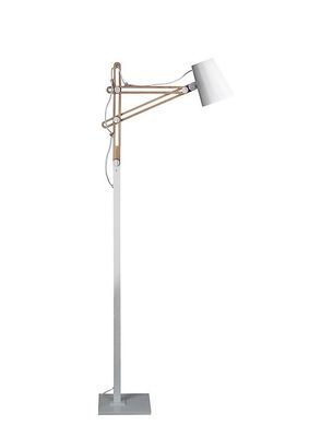 Inspired Lighting Looker Gulvlampe 1 Lys E27, Matt Hvid, Bøg