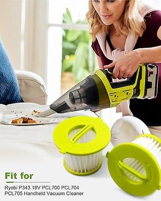 Allinless 4-pakkaus HEPA-suodatin, joka on yhteensopiva Ryobi 18V ONE+ imurin kanssa PLC704K PLC705K PLC705B sisältää puhdistusharjan