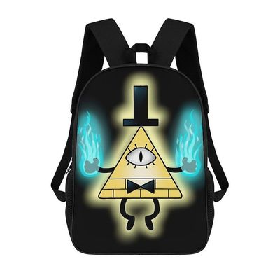 Bill Cipher Gravity Falls -reppu Rento päiväreppu Koululaukku Kirjalaukku Laukku Reppu Olkapää Monikäyttöinen kannettava tietokone Reppu 17 tuumaa ...