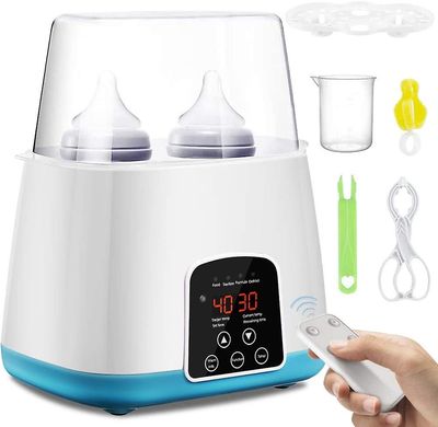 Xqday Elektrisk babyflaskevarmer, 6-i-1 bærbar elektrisk babyflaskesterilisator med led
