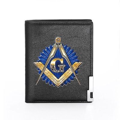 Bricks Masons Kompas og firkantet g frimurerisk tegnebog og kreditkortholder (20 varianter) Bg474-sort
