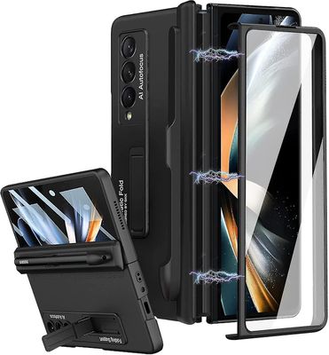Galaxy Z Fold 4 -kotelo S Pen -kynänpitimellä, sisäänrakennettu näytönsuoja magneettisella saranasuojuksella musta