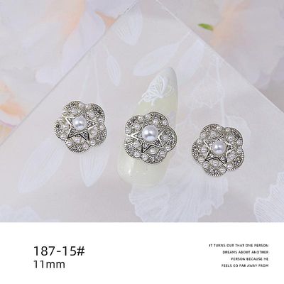 Zircon smykker Metal Pearl Bow Vedhæng Heart Diamond Nail Dekoration Materiale 18715