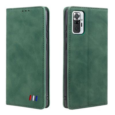 Etui til Xiaomi Redmi Note 10 Pro Max Cover Magnetisk lukning Tegnebog Bog Flip Folio Stand View Læderbetræk Stødsikker - Grøn