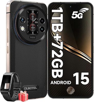 OUKITEL WP200 Pro kestävä puhelin 24GB+1TB kuulokkeilla/älykellolla musta