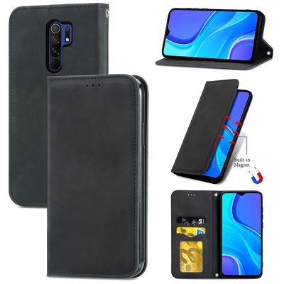 Gangxun Sag For Xiaomi Redmi 9 Magnetisk lukning Læder Tegnebog Cover Housse Etui Shockproof - Sort