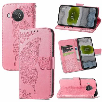Gangxun Kompatibel med Nokia X20/x10 Case Flip Cover Emboss Butterfly Soft Tpu Stødsikker Shell Slim - Pink