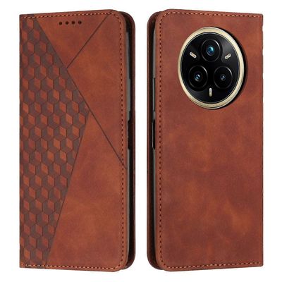 Realme 14 Pro 5G -suojakuori, lompakko, nahkainen puhelimen suojakuori kuvioinnilla - ruskea Monivärinen Brown