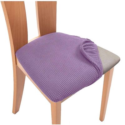 Jying 1-6pcs Stretch Jacquard chair seat covers, aftagelig stol sædepude Lilla 6 Pcs