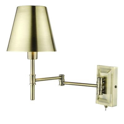Dar Lighting Kensington Justerbar 1 let svingarm Væglampe Antik messing