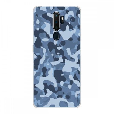 Crazy Kase Hull For Oppo A9 2020 I Silikone Soft 1 Mm, Blå Militær Camouflage
