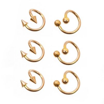 BodyJewelryOnine Twister ring pack på 6 med spike og bolden ender 16g
