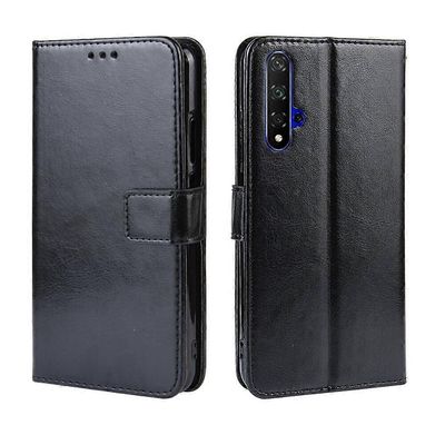 Yhteensopiva Huawei Nova 5T Wallet PU Leather Flip Stand -kotelon kanssa, jossa on korttipaikat Pehmeä TPU-sisäkansi Musta