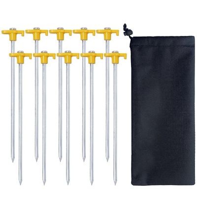 10pc-Pack Stål Ikke-Rust Udendørs Camping Familie Telt Pop Up Baldakin Stakes (Gul)