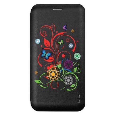 Crazy Kase Sag for Samsung Galaxy A9 (2018) Sort sommerfugl mønster og cirkler