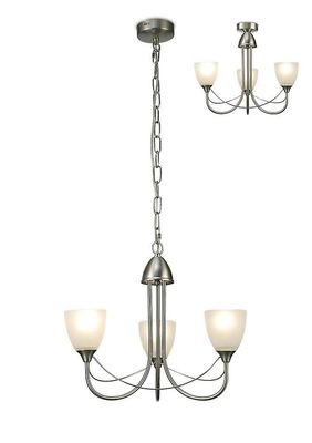 Inspired Lighting Cooper Loft Vedhæng 3 Lys E14 Satin Nikkel, Opal Glas