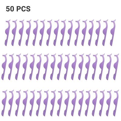 Besser 1/5/30/50x Fake Lash Pincet Klip Falsk øjenvipper Makeup Applikator Tool Lys lilla 50PCS
