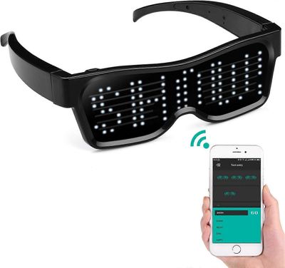 LED-lasit, Bluetooth APP -kytketty LED-näyttö älylasit USB ladattavat DIY Funky silmälasit Party Club DJ Halloween Joulu (teksti, graff