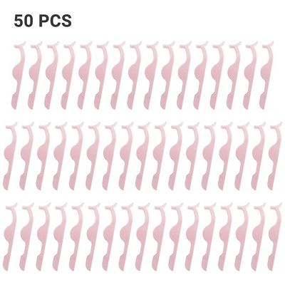 Besser 1/5/30/50x Fake Lash Pincet Klip Falsk øjenvipper Makeup Applikator Tool Lys Pink 50PCS