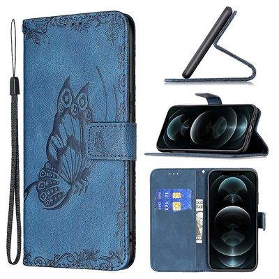 Foxdock Etui til iphone 12 Pro Max Navy Blue Butterfly Mobile Taske