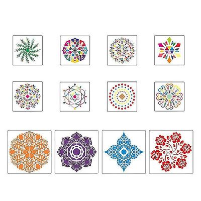 12 Pcs mandala maleri skabelon diy hule skabelon