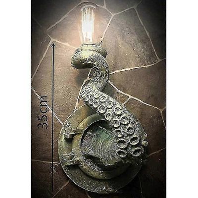 Retro Mustekala Sähköinen lonkero hirviöt sipulit roikkuvat seinällä mustekala lonkeruus lamppu Vihreä