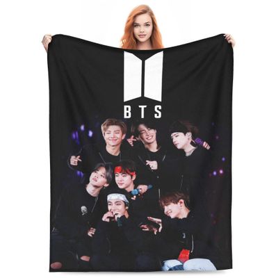Kpop BTS -peitto flanelli erittäin pehmeä fleece heittää peitto vuodevaatteet sumea kevyt vuodesohva aikuisille KDE46407 76x102cm 40x30in