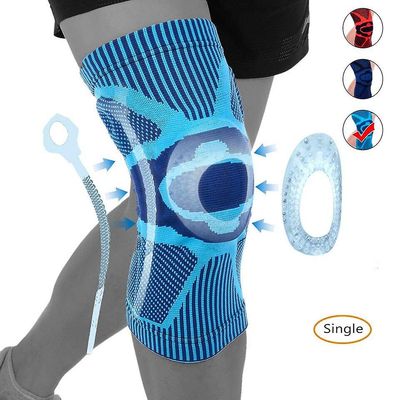 Ny 1 stk fitness kører knæ støtte beskytte sport seler knæpude elastisk nylon silicium polstret gym kompression knæ pad ærme Blå M