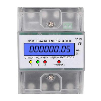 3 Fase 4 Wire Energy Meter 220/380v 5-80a Energiforbruk Kwh Meter Din Rail Installasjon Digital Elektrisk Strømmåler Med Lcd bakgrunnsbelysning dis...