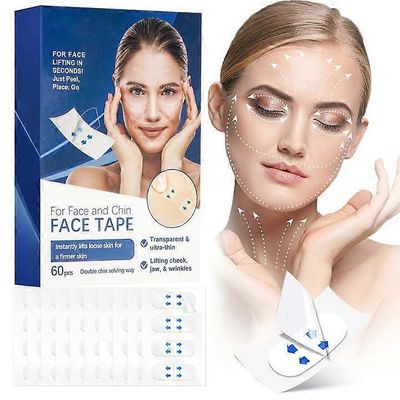 Kasvojen kohotusteippi, näkymättömät kasvoteipit roikkuvan ihon nostamiseen Piilota kaksoisleuka sileät rypyt kasvot (60 kpl)