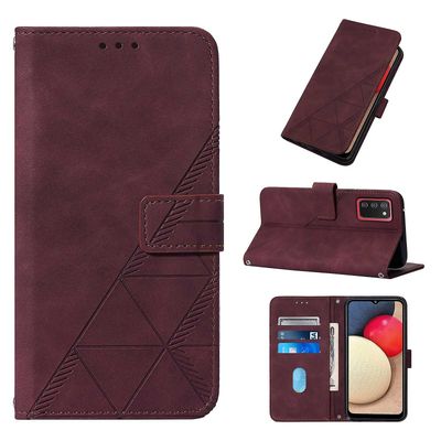 Gangxun Kompatibel med Samsung Galaxy A02s / M02s etui læder folio cover tegnebog magnetisk premium Tui Coque rød