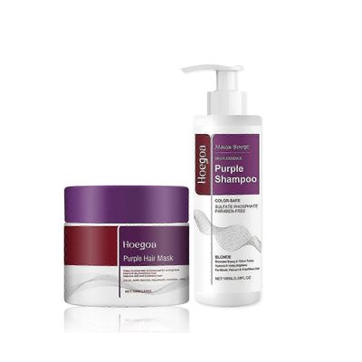Maca Purple Hair Mask ja Purple Shampoo Set,Maca Essence Purple Shampoo,Neutraloi messingin ja keltaisia sävyjä vaaleille hopeanharmaille korostune...