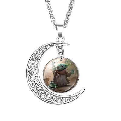 Flera stilar lämpliga för Baby Yoda Crescent Pendant Halsband stil 3