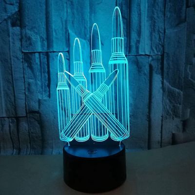 Qinfen 3d optisk illusjon lampe pistol neon skilt, 3d kreativ pistol trygt lys, pistol lamper hjem dekor, nattlys for tenåringer jule bursdag dekor...