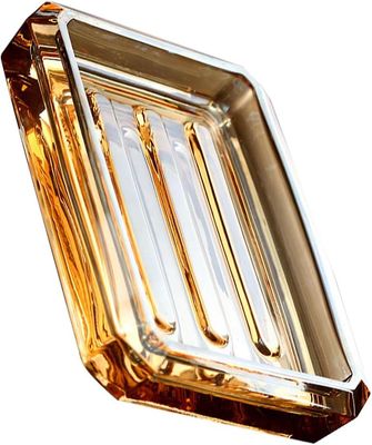 Amber glass badekar såpeskål - gjennomsiktig såpeboks, firkantet serveringsbrett for badekar, spurtle badeutstyr, svampholder, dekorativt brett