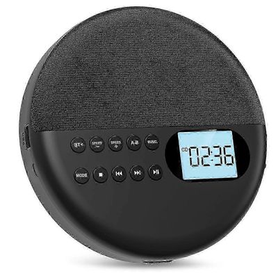 Ladattava CD-soitin Bluetooth-yhteydellä ja sisäänrakennetuilla kaiuttimilla, joissa on ASP LCD-näyttötekniikka Musta