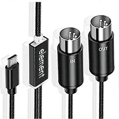 MIDI-USB C -kaapelimuunnin LED-valolla näppäimistölle ja tietokoneelle - Type C MIDI-sovitin musta