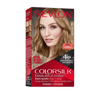 Revlon New Colorsilk kaunis pysyvä hiusväri, ei sotkukaavaa, 61 tumma blondi, 1 pakkaus