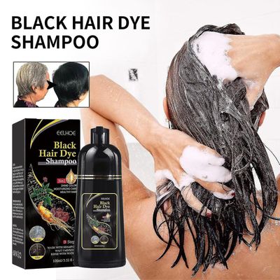 Black Hair Dye Shampoo, Black Instant Hair Color Shampoo, 3-i-1 Herbal Black Hair Dye Shampoo for menn kvinner 100ml