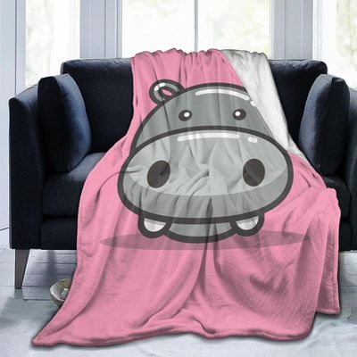 Kerota flanellihuopa söpö virtahepokuvake painettu heittohuopa anti pilling pestävä huopa vuodesohvalle olohuone 50x40in 125x100cm