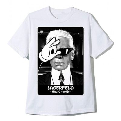 RockShark Magisk hånd hvid tee Karl Lagerfeld T-shirt L