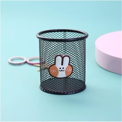 Linkrunning Pen Holder Metal Hollow Cartoon Pencher Multifunktion brevpapir Opbevaring Pen Holder Cute Student Grid Desktop Storage Box (farve: Kan...