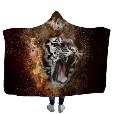 Handuo Super Blød fuld / dronning Størrelse Fleece Sherpa hætteklædte tæppe (mønster valgfrit) pattern21
