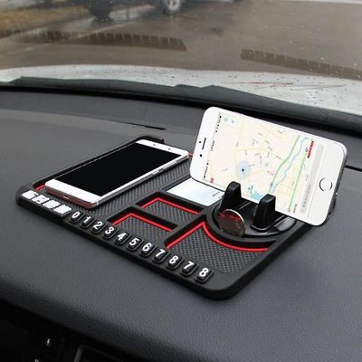 Zch Parkeringsplads Nummer Kort Telefonpude Skridsikker Pad Bil Telefonholder Red