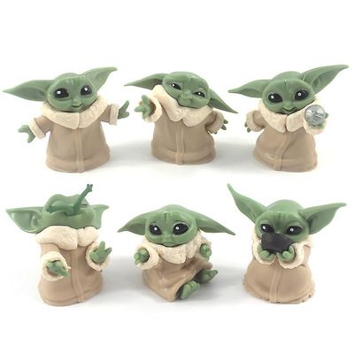 Ochime Baby Yoda Cake Topper Set Figures Toy Kids Lasten syntymäpäiväkakku Koristelu Koristeet ja suihku Syntymäpäiväjuhlatarvikkeet Minilahjat 6PCS