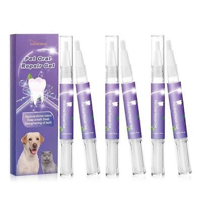 Pet Oral Repair Gel Vähennä plakin hammaskiven muodostumista Hengityksen raikastin Ei harjausta 6pcs